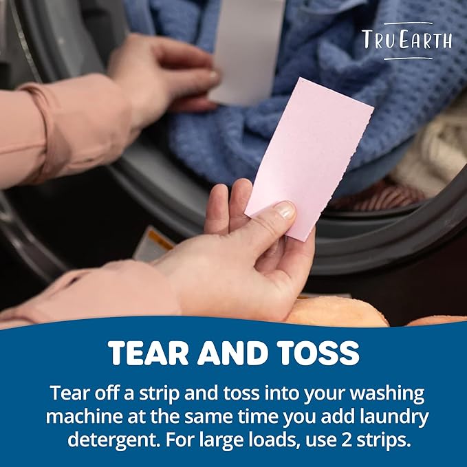 Tru Earth Fabric Softener Strips for Washing Machine, Alternative to Fabric Softener Liquid and Pods, Fresh Linen Scent Booster, Up to 128 Loads Per 64-Count