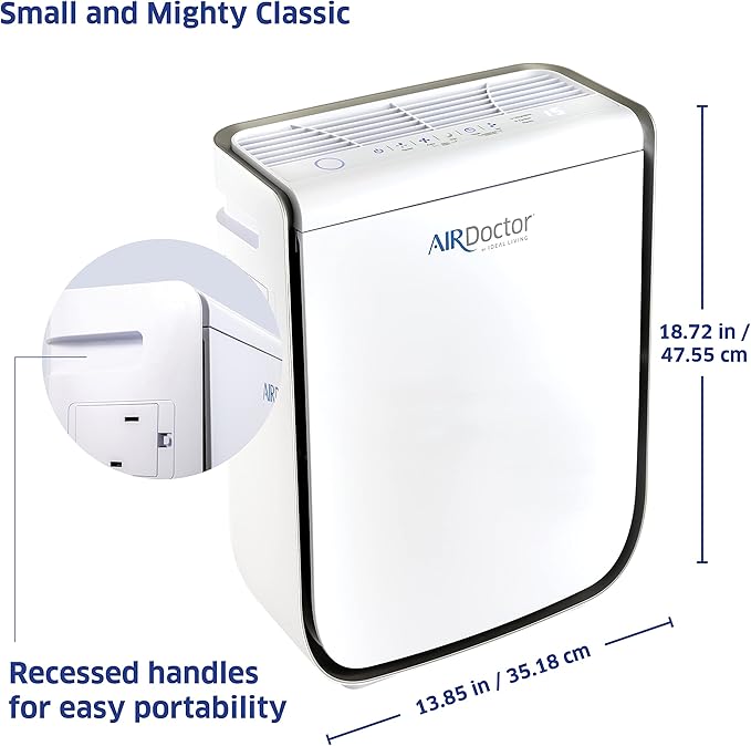 AIRDOCTOR AD2000 Air Purifier for Small & Medium Rooms and Small Bedrooms. 3 Stage Filtration with Pre-Filter, UltraHEPA, Carbon/VOC (AirDoctor 2000)