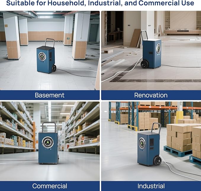 ARGENDON 145 Pints Commercial Dehumidifiers for Basements with Pump, AUTO Defrost, Industrial Dehumidifier with Drain Hose Portable Handle for Large Space, Water Damage Restoration, Home, Garage