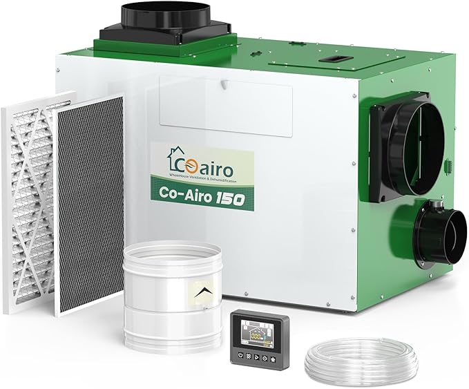 Whole House Dehumidifier with Controller, 280 Pint with Fresh Air Function, Crawl Space Dehumidifier with Drain Hose Up to 3500 sq. ft. for Grow Tent, Whole House, Commercial, Basement