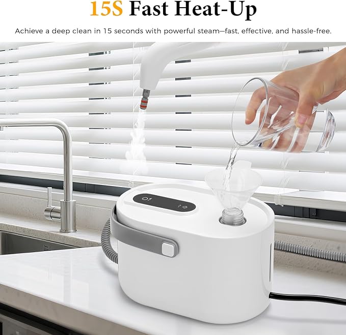 Steam Cleaner for Home, All-in-One Kit Handheld Steamer for Cleaning, 15s Heat-Up, Steam Adjustable, Suitable for Tile, Grout, Window, Bathroom, Kitchen, Fabric
