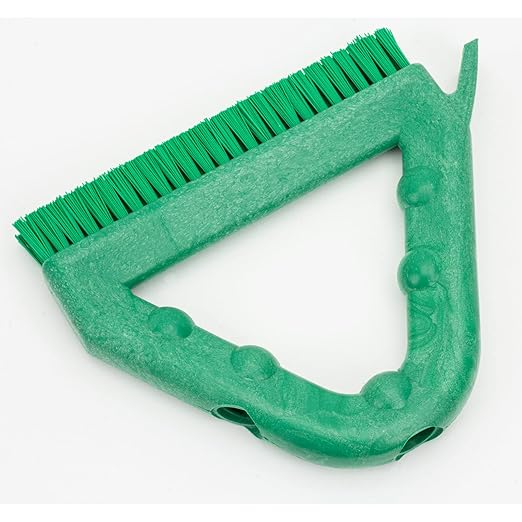 SPARTA Plastic Commercial Grout Brush, Triangle-Shaped Scrub Brush with Scraper and Two Threaded Holes for Attaching Handle (Sold Separately), 9 x 7 x 7 Inches, Green, (Pack of 4)