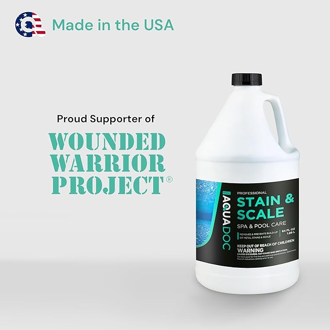 AquaDoc Pool & Spa Stain and Scale Control for Hot Tubs - 64oz - Pool Stain Remover That Helps Prevent & Remove Calcium, Iron, Copper & Rust Buildup - Made in USA