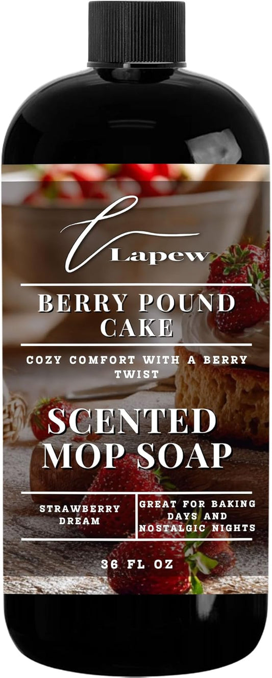 Luxury Floor Cleaner, Scented Mop Soap Concentrate | Hard Floor Cleaner for Tile, Vinyl, Laminate, LVP & Sealed Hardwood | Low-Foam, Streak-Free | 36 oz | Berry Pound Cake