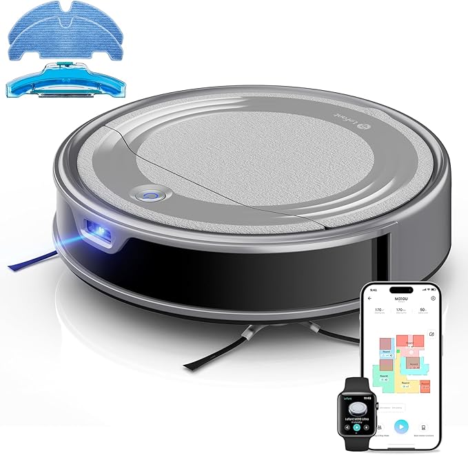Lefant M310 Ultra Robot Vacuum and Mop, 6000Pa Suction-Slim Robotic Cleaner with ToF LiDAR Navigation, Accurate Obstacle Avoidance, WiFi/App/Alexa Control, 170min Runtime, for Pet Hair and Home