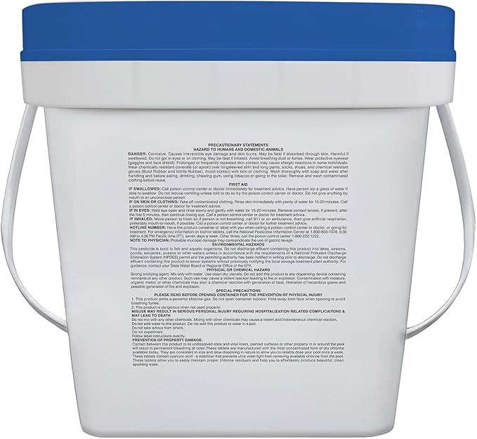 PROFELIZ Chlorine Tablets 3 Inch for Swimming Pools, Kills Bacteria and Stops Algae, Slow Dissolving,Individually Wrapped,Pool Chlorine Tablets, 2-Pack,4 lb per Bucket，8lb Total