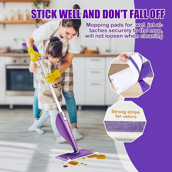 Mop Pad Refill Compatible with Swiffer WetJet Spray Mop, Wet Jet Mopping Pads for All Purpose Multi Surface Hardwood Floor Cleaning, 4 Layers Thickened and Super Absorbent, 30 Count.