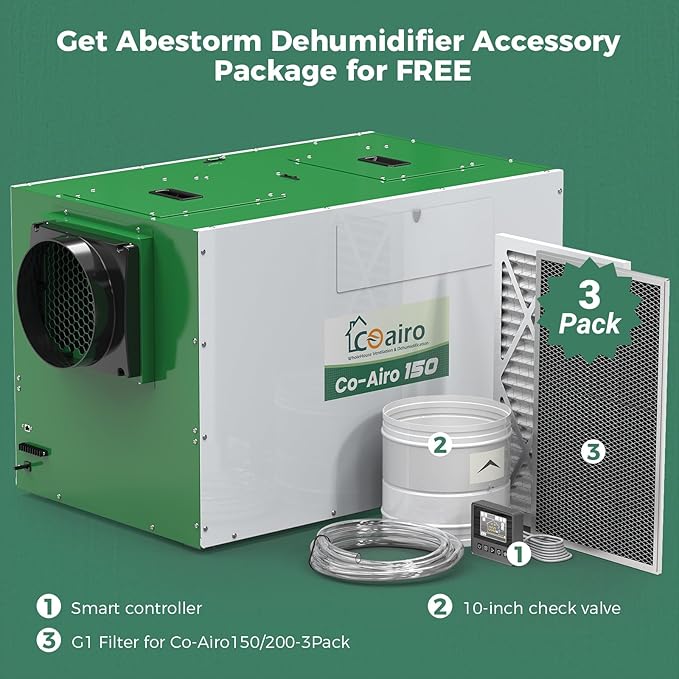 Whole House Dehumidifier with Controller, 280 Pint with Fresh Air Function, Crawl Space Dehumidifier with Drain Hose Up to 3500 sq. ft. for Grow Tent, Whole House, Commercial, Basement