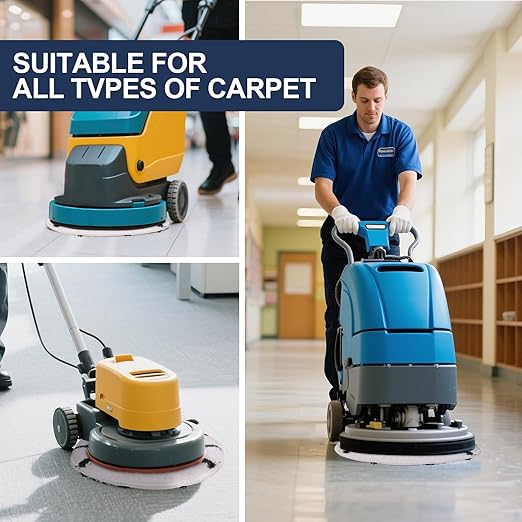 3PK 19inch Commercial Grade Synthetic Carpet Bonnet with Green Scrubber Strips, Reuseable Floor Scrubber Pads, Scrubber Brush Buffing Pad Mounts to Any Traditional Pad Driver