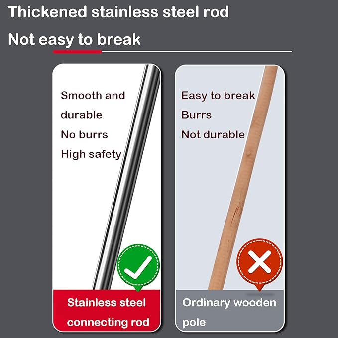 Stainless Steel Wire Brush with Long Handle Deck Broom Brush Floor Scrubber Brush for Cleaning Outdoor Broom for Moss, Tough Stains on Concrete, Grout, Garden, Garage, Patio, Swimming Pool