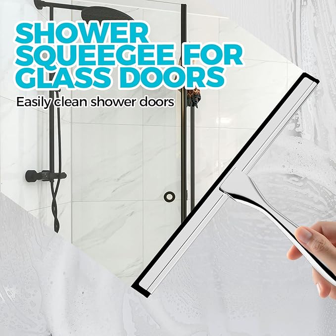 ALOFLD 2 Pack Shower Squeegee for Glass Doors, Stainless Steel Rustproof Squeegee for Shower Glass