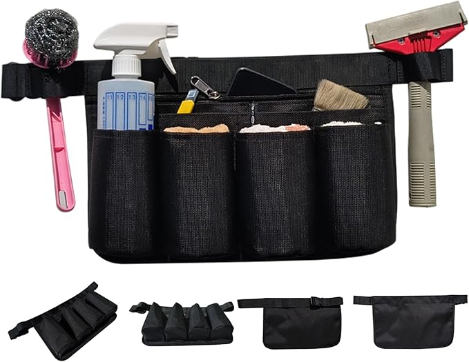 Window Cleaning Belt Oxford Cloth Multi-Pocket Tool Apron for Janitorial, Custodial, Housekeeping, Gardening and Window Cleaning, Adjustable Waist Strap