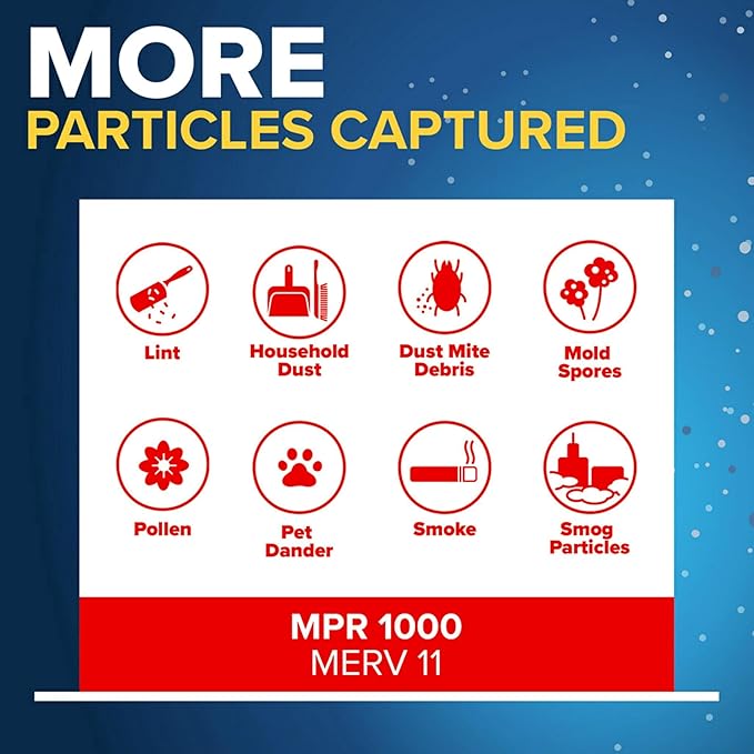 Filtrete 14x24x1 Air Filter, MERV 11, MPR 1000, Allergen Defense, 3-Month AC and Furnace Filter, Easy on Air Flow, 6 HVAC Filters (Actual Size 13.81x23.81x0.81 in)