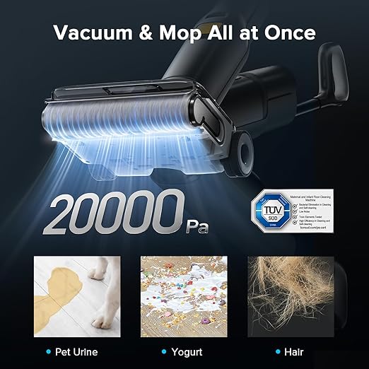 roborock F25 XT Wet Dry Vacuum Cleaner, Cordless Vacuum Mop All in One for Hard Floor, 20000Pa Hardwood Floor Cleaner with Zero Tangle, 194°F Hot Air Flash Drying Electric Mop, 180° Lie Flat, WiFi