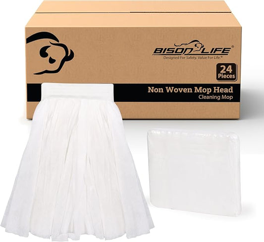 KLEEN HANDLER Bulk Disposable Cut-End Mop Head Non-Woven, Commercial Grade Replacement Mop Head (24 Case Pack)