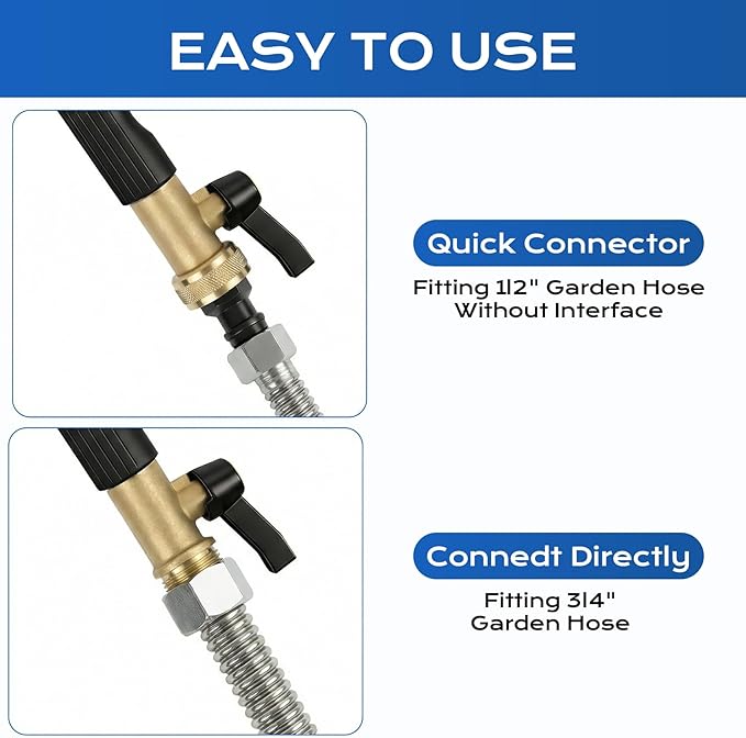 Jet Nozzle High Pressure Hose Nozzle, 2026 Upgraded Extendable Power Washer Wand with 2 Spray Jet Hose and 1 High Pressure Dual Nozzle Washer Tools for Garden Hose, Car Washing, Patio and Floor