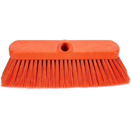 SPARTA 41278EC24 Flo-Thru Plastic Wall Scrub Brush, Equipment Brush With Soft Nylex Bristles For Industrial Kitchens, Hospitals, Commercial Cleaning, 4 Inches, Orange, (Pack of 12)