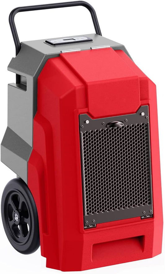 MOUNTO 180Pints LGR Industrial Dehumidifier with Pump and Drain Hose, Portable Commercial Dehumidifier with Wheels for Home, Basements, Garages, and Job Sites (Red)