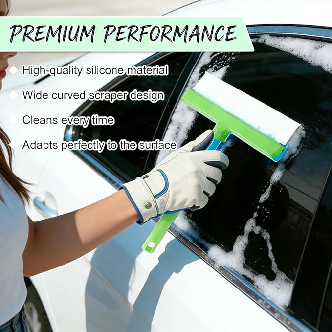 Reusable Silicone Squeegee & Aqua Blade Cleaning Kit with Scrubber, Long-Term Use for Shower, Mirror, Car & Door (1 Set)