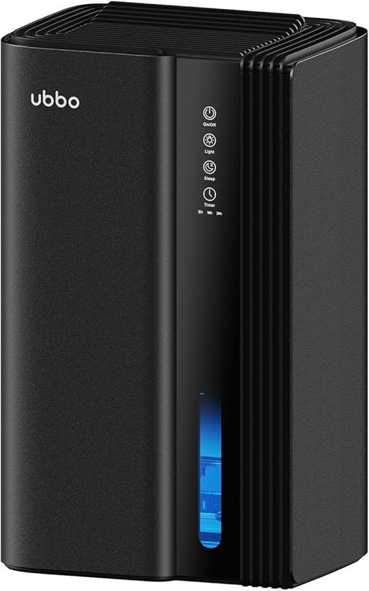 95oz Dehumidifiers for Home, 1000 Sq.Ft Dehumidifier with drain hose - Auto Shut Off, Timer, Sleep Mode & Drain Hose - 7 Color Light for Bedroom, Bathroom, RV - Black