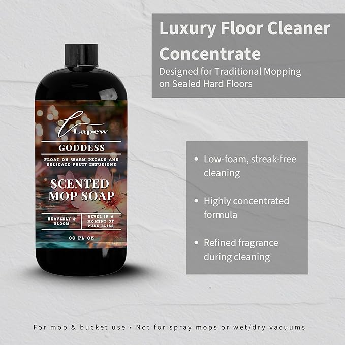 Luxury Floor Cleaner, Scented Mop Soap Concentrate | Hard Floor Cleaner for Tile, Vinyl, Laminate, LVP & Sealed Hardwood | Low-Foam, Streak-Free | 36 oz | Goddess