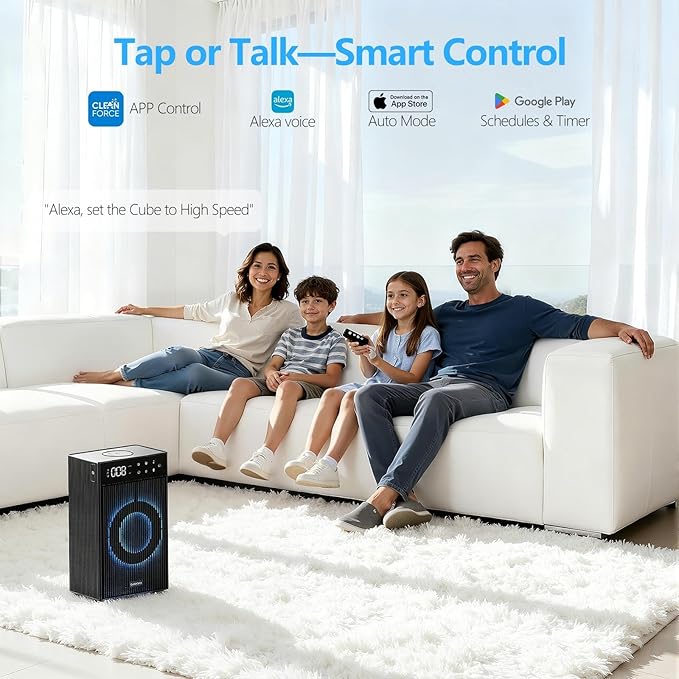 CleanForce Rainbow Cube | World’s First 4-in-1 Space-saving Air Purifier with Bluetooth Speaker, Wireless Charger & Aroma Diffuser | Swiss Tech，over 900ft² Coverage | Ultra-Quiet