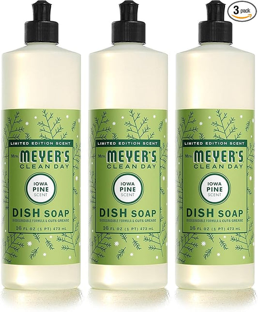 MRS. MEYER'S CLEAN DAY Liquid Dish Soap, Limited Edition Iowa Pine, 16 fl. oz - Pack of 3