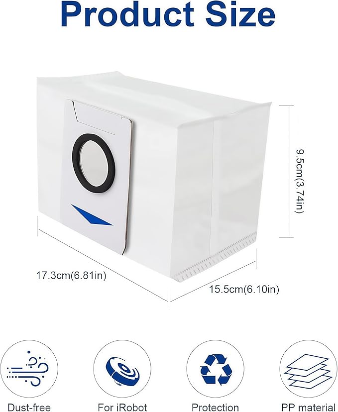 Vacuum Bags for ECOVACS DEEBOT Robot Vacuum Cleaner - Fit X1 OMNI/Turbo T10/T20 Omni/T20/T20 Max/T20 Pro/X&T Series - Disposable Replacement Dust Bag Vacuum Cleaning Accessories Part（12Pack)