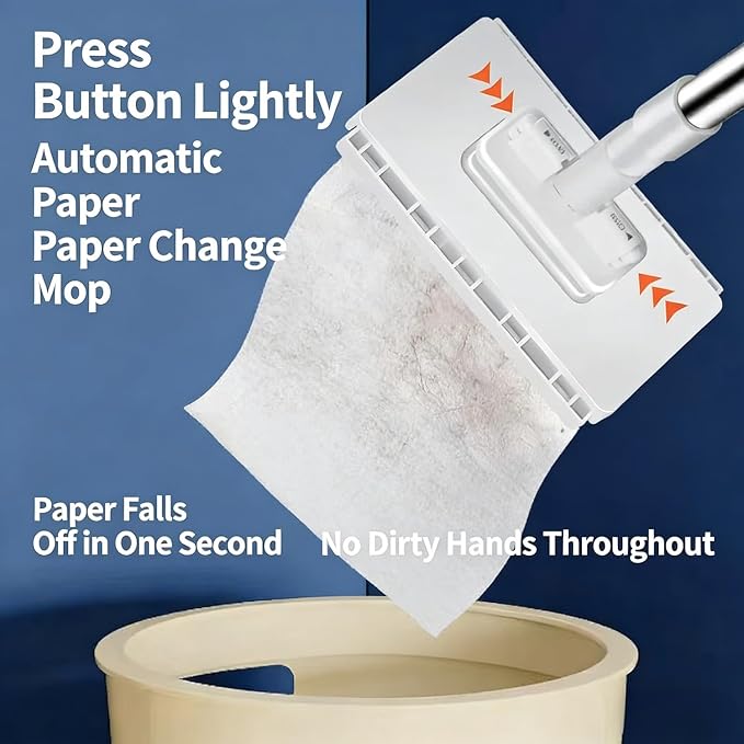 Snap Grip Mini Mop - Zero Touch No Wash Lazy Mop, Compatible with Swiffer & Face Towels, Adjustable for Wet/Dry Floors, Tile, Hardwood, Corners (5 Reusable Cloths)