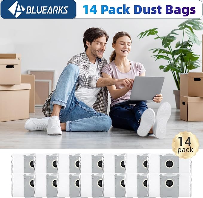 14Pcs Dust Bags,Compatible with Ecovacs Deebot X8 Pro Omni/T50 Pro Omni/T50 Max Pro Omni/T80 Omni/X9 Pro Omni/Yeedi S14 Plus Robot Vacuum,3.5L Liter Activated Carbon Vacuum Bags,Four-Layer Structure