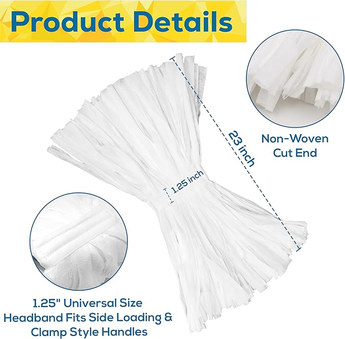 KLEEN HANDLER Disposable Industrial Mop Head Replacement, Non-Woven Cut End Floor Cleaning Wet Mop Head Refill (Pack of 3)