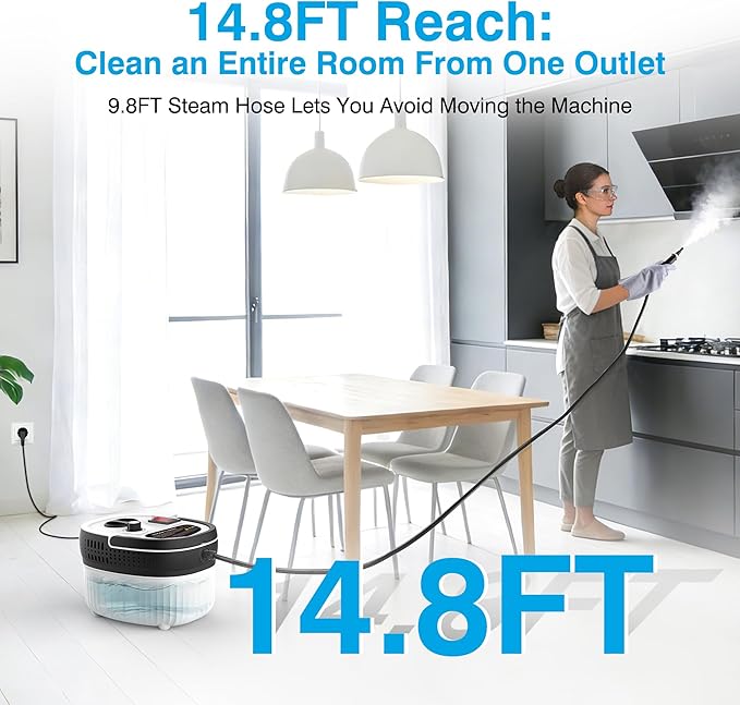 Steam Cleaner Handheld with 3m Long Steam Hose, 2500W & Infinite Adjustment High Pressure Portable Steam Cleaner, ANSI Z87.1 Safety Goggles for Car Cleaning, Home, Tile, Grout, Floor