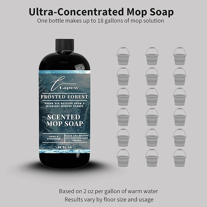 Luxury Floor Cleaner, Scented Mop Soap Concentrate | Hard Floor Cleaner for Tile, Vinyl, Laminate, LVP & Sealed Hardwood | Low-Foam, Streak-Free | 36 oz | Frosted Forest