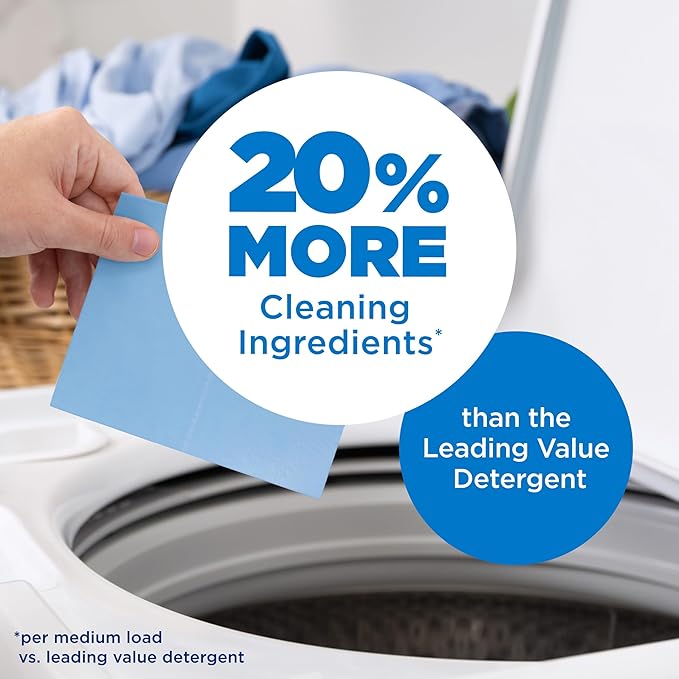 Arm & Hammer Power Sheets Laundry Detergent, Fresh Linen 50ct, up to 100 Small Loads (Packaging may vary)