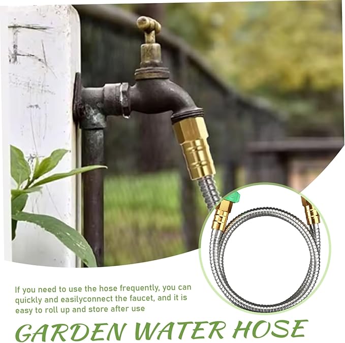 Garden Hose Extension 5ft Metal Hose with Nozzle-Flexible Portable & Lightweight Perfect for Outdoor Garden Watering Car Pet Cleaning