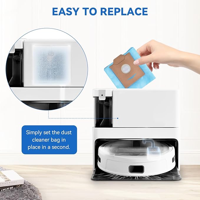 Dust Bags for Ecovacs Yeedi Cube: Vacuum Dust Bag Replacement Parts Compatible with Yeedi Cube/CC Cleaner Mop Station Robot, Large Capacity Disposable Accessories, Filter Layer Structure (12 Pack)