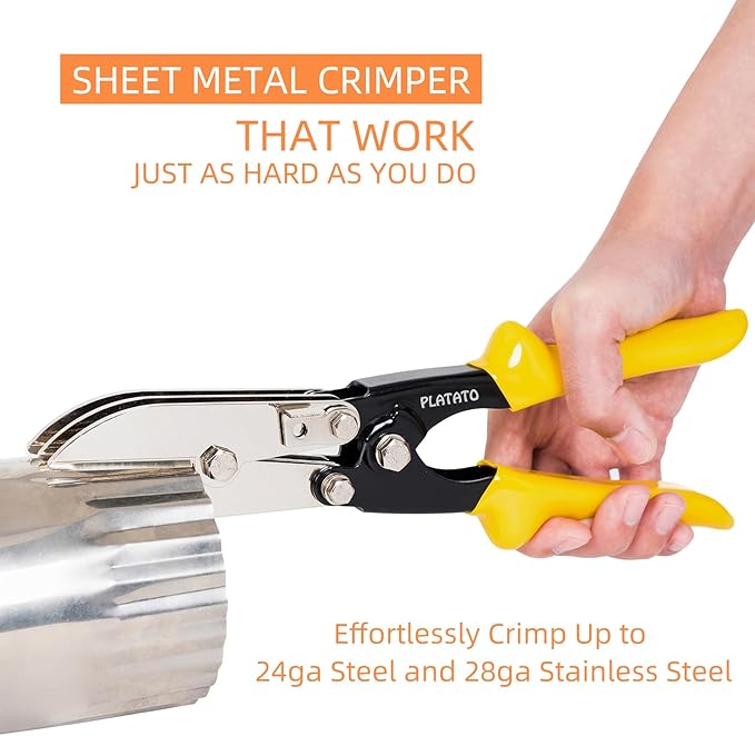 5 Blades Sheet Metal Tools HVAC Tool Duct Crimping Tool Gutter Crimper for 24-28 Gauge Stainless Steel, Crimper for Downspout, Stove Pipe, Ductwork and Venting Work