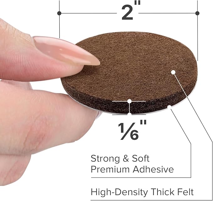 X-PROTECTOR Felt Furniture Pads - 24 PCS 2" - Felt Pads Floor Protectors - Chair Felt Pads - Felt Pads for Furniture Feet - Furniture Pads for Hardwood Floors - Protect Your Floors! (Brown, Round)