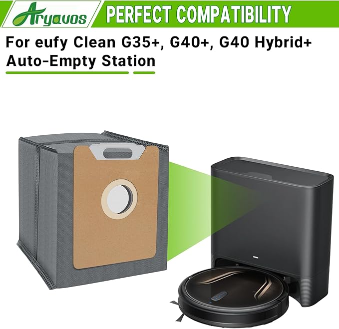 10 Pacs G35 Dust Bags for eufy Clean G35+, G40+, G40 Hybrid+ Auto-Empty Station, Deordorizing Replacement Bag for Self-Empty Station, 4 Layer Filtration System