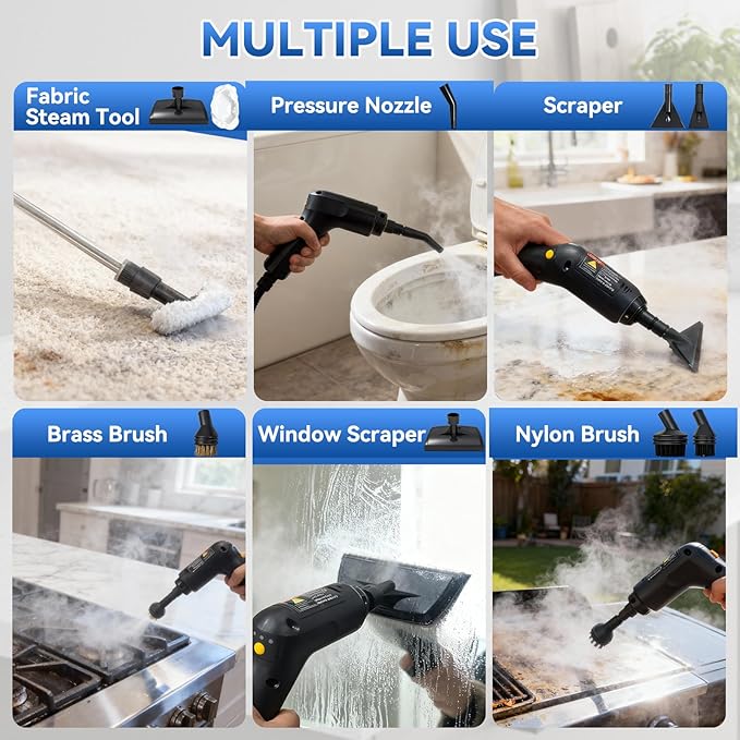 Steam Cleaner,2500W High-Pressure Steamer for Cleaning, 15s Fast Heat-Up&1.4L Large Tank,3-Level Adjustable Handle with 14 Accessories,Portable Steam Cleaner for Home,Car,Furniture,Bathroom