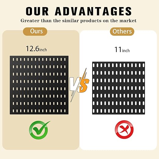 Peg Board Combination Kit, 8 Pegboards with 40 Accessories, Pegboard Wall Organizer for Office, Nursery & Home Storage, Key Holder, 51.2"x25.6" – Nail-Free Installation（Black）