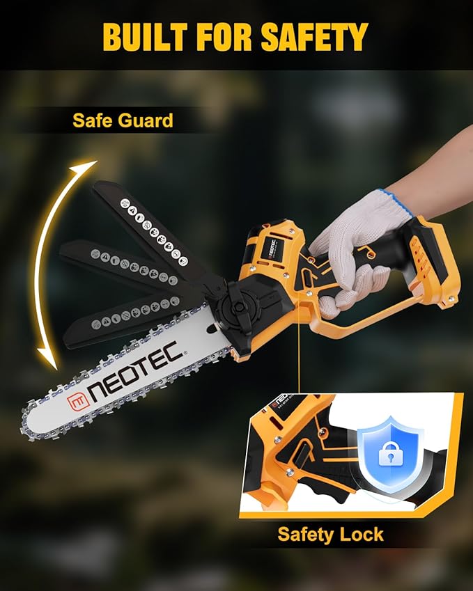 Mini Chainsaw Cordless Fit for Dewalt Battery 20V MAX, NEOTEC 6 Inch & 8 Inch electric Chainsaw with Auto Oiler & Tool-Free Tensioner, Brushless Saw for Tree Trimming,Branch Pruning (NO Battery)