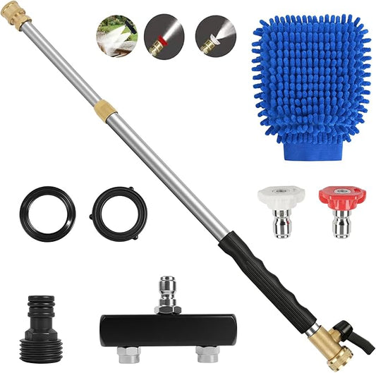 Jet Nozzle High Pressure Hose Nozzle, 2026 Upgraded Extendable Power Washer Wand with 2 Spray Jet Hose and 1 High Pressure Dual Nozzle Washer Tools for Garden Hose, Car Washing, Patio and Floor