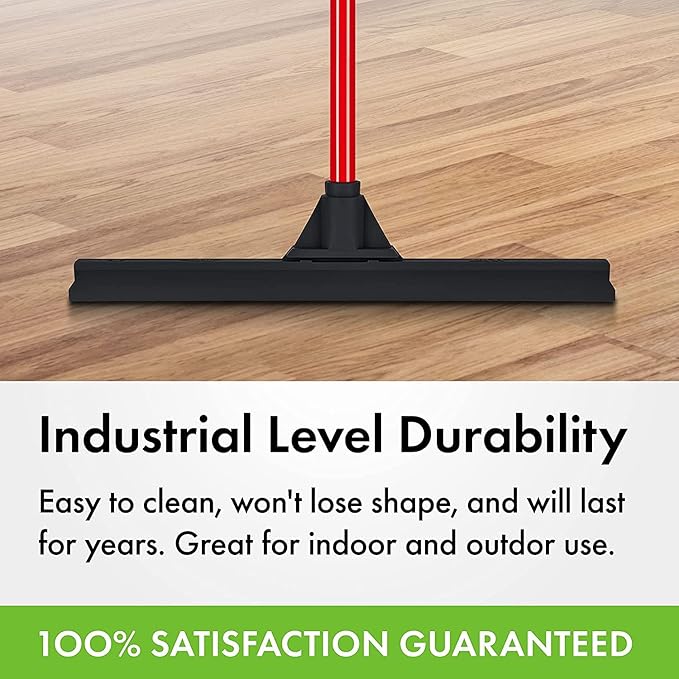 Heavy-Duty Floor Squeegee - Large 18" Wide Blade & 55" Long Handle Professional Grade Concrete, Garage & Commercial Rubber Squeegee Broom Floor Cleaner - Wood, Tile, Shower, Glass, Deck, Window