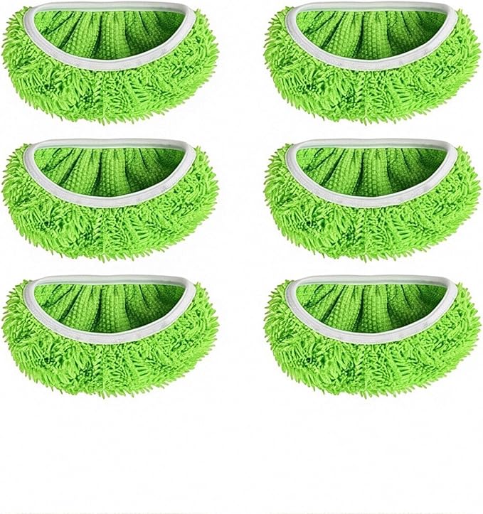 Chenille Mop Refill Pads for Home Use– Replacement Mop Heads for Floor Cleaning,Fits Most Standard Mops, for Hardwood Tile Laminate Floors (Fluorescent Green 6PCS)