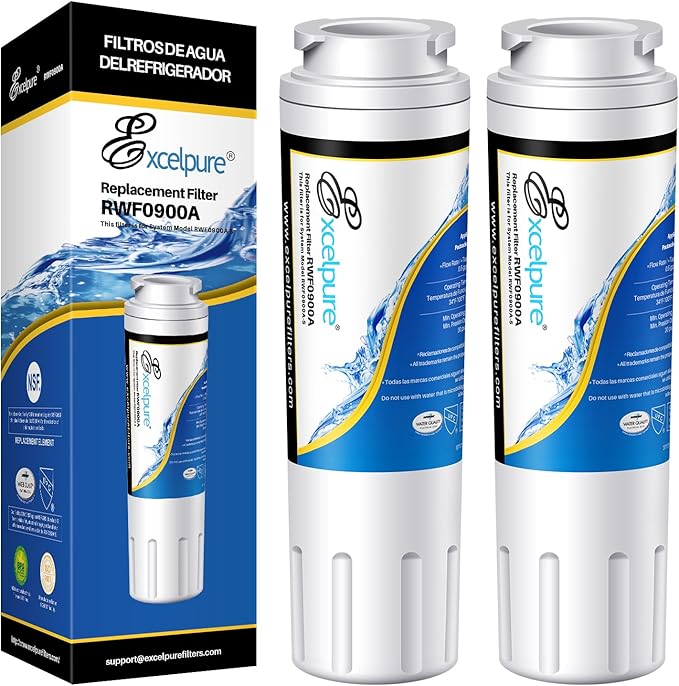 EXCELPURE UKF8001 Replacement for Whirlpool FILTER 4, EDR4RXD1, 4396395, WRX735SDBM00, RWF0900A, EFF-6007A, MFI2568AES, MFI2569VEM, RFC0900A, WF295, PURICLEAN II, Refrigerator Water Filter, 2PACK
