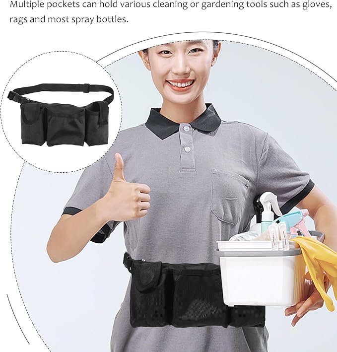 Cabilock Cleaning Belt Adjustable Waist Tool Bag with Multiple Pockets for Janitorial Work Gardening and Home Use 10.23X5.90X1.96 Inches Lightweight Durable Canvas