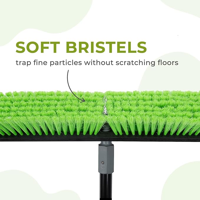 3 Pack 18” Push Broom Outdoor Heavy Duty, Garage Shop Broom with 59.5" Long Bandle for Cleaning Outdoor or Indoor Tile, Garage, Shop, Deck, Concrete, Wood, Stone, Patio Floor, with Soft Bristles