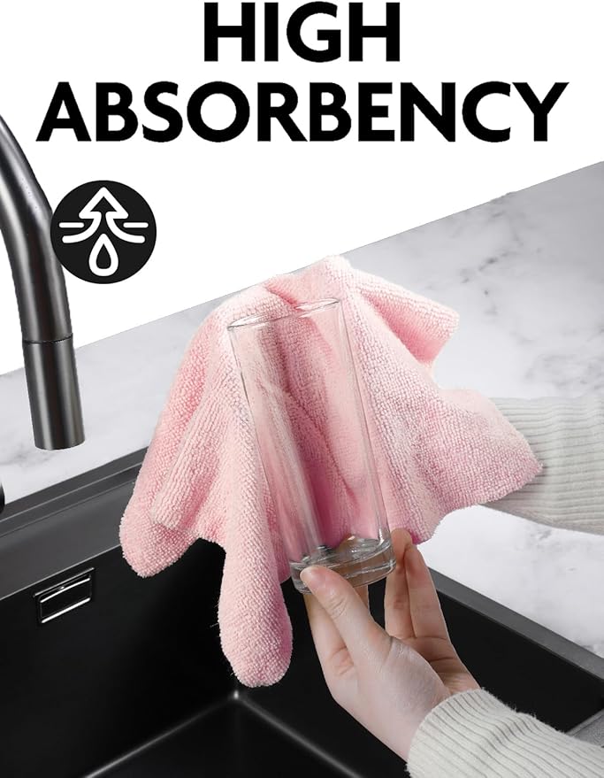 Fantasticlean Microfiber Cleaning Cloth Roll -90 Pack, Tear Away Microfiber Towels, 12" x 12", Reusable, Washable, Scratch Free, Ultra Absorbent Dishcloth for All-Around Cleaning Supplies (Pink)