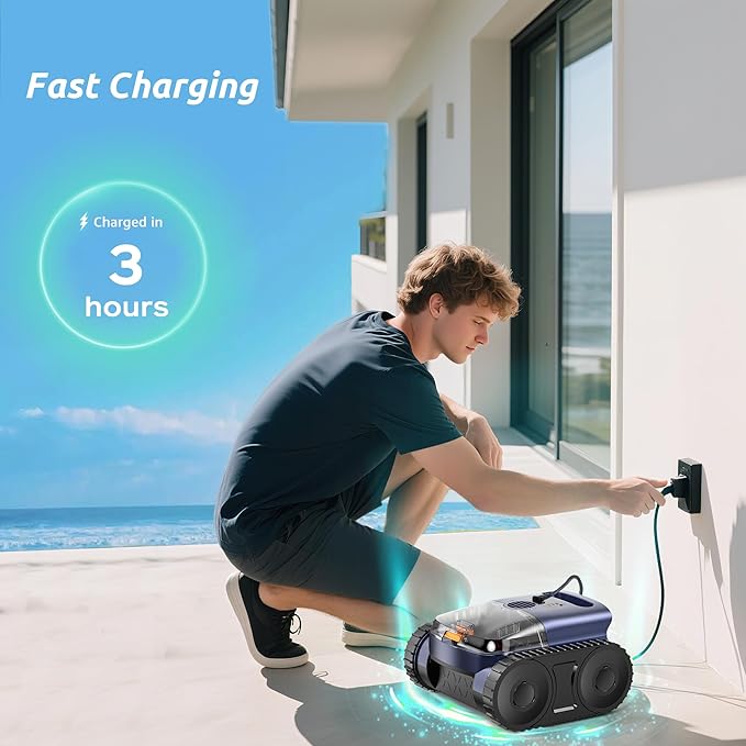 (2026 Upgrade) Cordless Robotic Pool Cleaner, Robotic Pool Vacuum for Inground Pools, Floor, Wall, Waterline and Drain Cleaning, 180 min Battery Life for Pool Up to 2150 Sq.ft